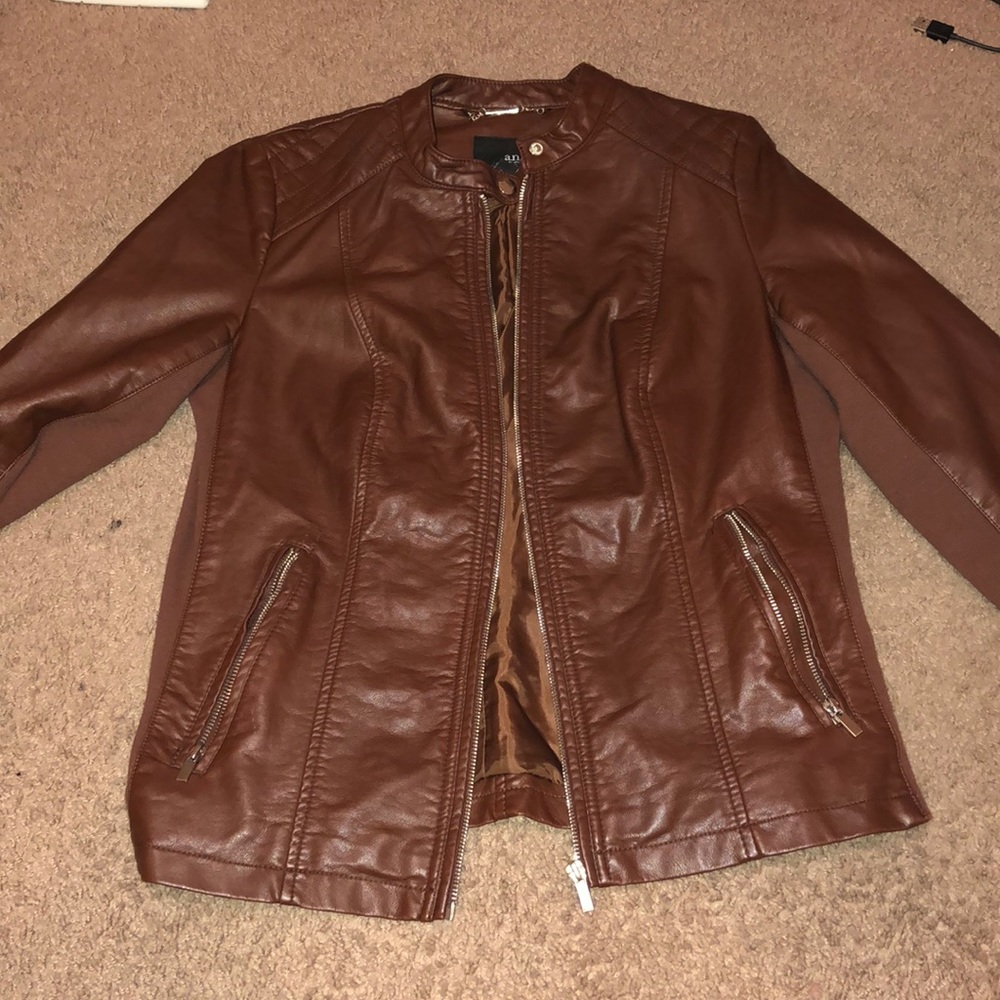Brown leather jacket
